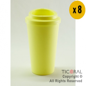 VASO TERMICO CAFE AMARILLO PASTEL 300 CC X 8